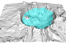 Shaded-relief above and below  Crater Lake.