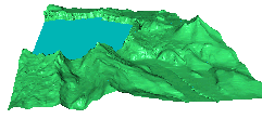 Perspective image of Crater Lake East view from the south.