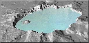 Perspective 10-m DEM image of Crater Lake with water.
