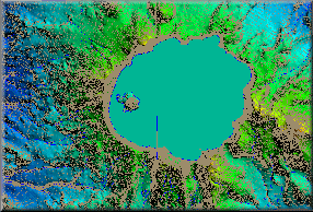 Hydrography and hypsography DLGs draped over DEMs of Crater Lake West and East quads.