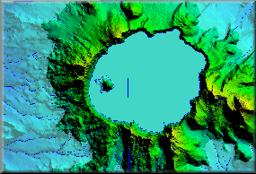 DEMs of Crater Lake West and East quads flooded with water.