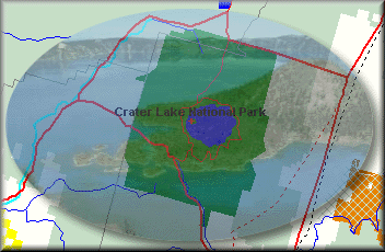 National Atlas map of Crater Lake.